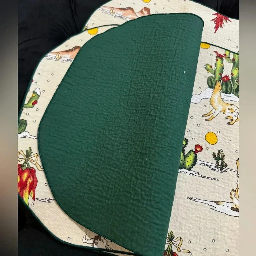 VTG Southwestern Christmas Coyote Placemats Set of 3 Native American Cactus 90s - Picture 7 of 15